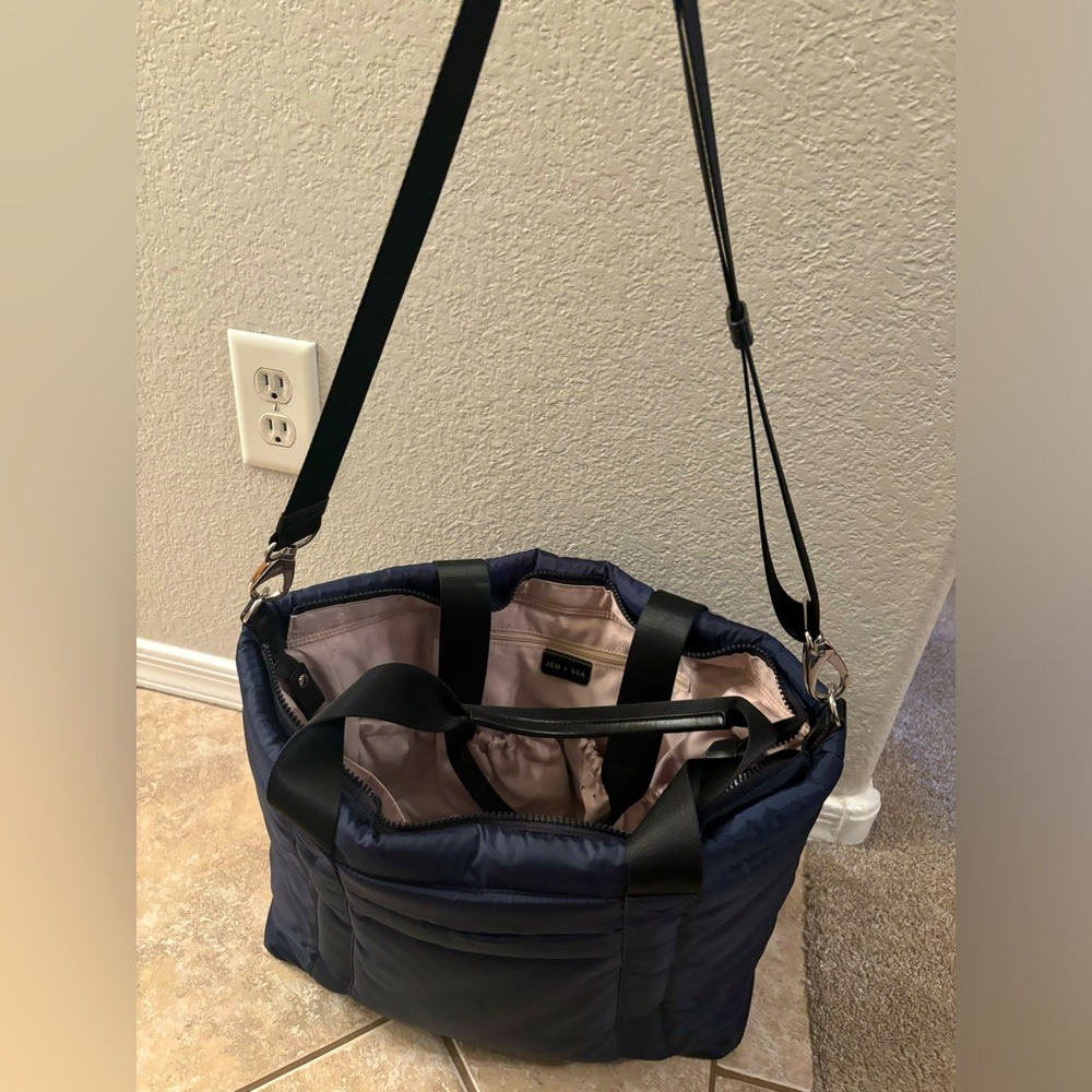 Jem + Bea diaper tote bag, navy and black, in great almost new condition